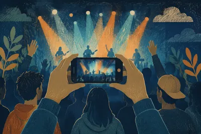 Smartphone Recording Concert Crowd Silhouettes