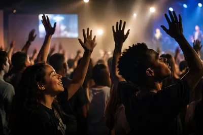 Teen Crowd at Live Music Concert