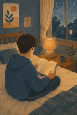 Teen Reading Bible in Quiet Bedroom