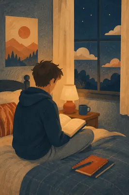 Teenager Reading Bible in Quiet Bedroom