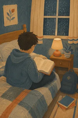 Teenager Reading Bible in Quiet Bedroom