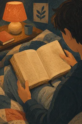 Teen Reading Bible in Quiet Bedroom