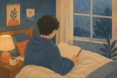 Teen Reading Bible in Quiet Bedroom