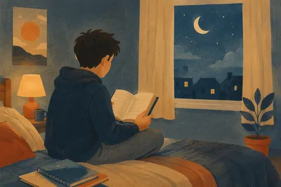 Teenager Reading Bible in Quiet Bedroom