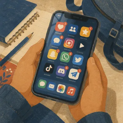 Teen Student Checking Social Media Apps