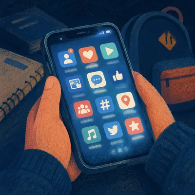 Teen Student Browsing Social Media After School
