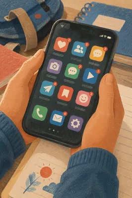 Teen Student Checking Social Apps