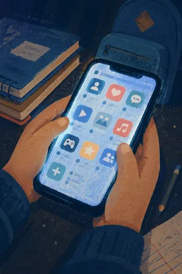 Teen Student Browsing Social Media Phone
