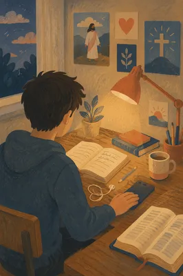 Teen Student Reflecting Beside Smartphone