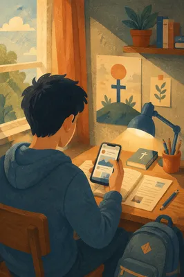 Teen Student Reflecting on Social Media Choices