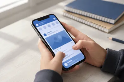 Teen Student Using Social Media on Phone