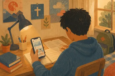 Teen Student Reflecting on Social Media