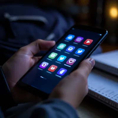 Teen Student Browsing Social Media Apps