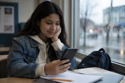 Teen Student by Rainy Classroom Window