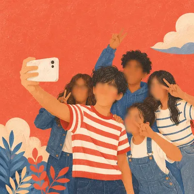 Diverse Teenagers Taking Fun Selfie