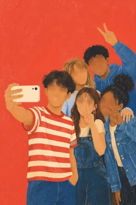 Diverse Teenagers Taking Playful Group Selfie