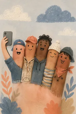 Playful Diverse Teen Finger Selfie Portrait