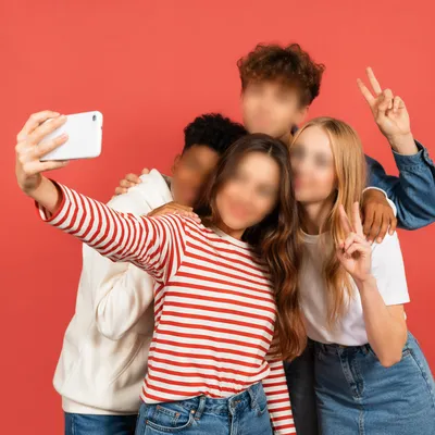 Diverse Teen Friends Taking Fun Selfie