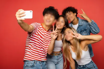 Diverse Teen Friends Taking Fun Selfie
