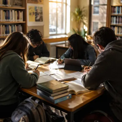Teenagers Studying Together After School