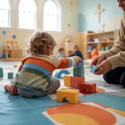 Cheerful Toddler in Bright Church Nursery