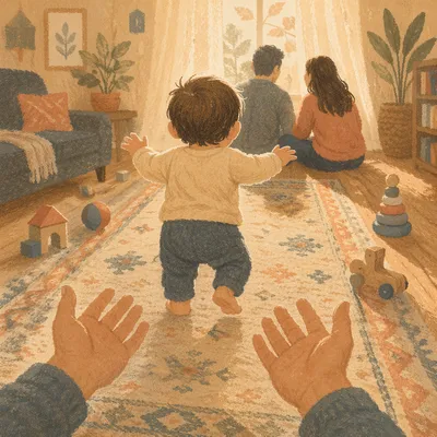 Toddler First Steps in Warm Family Home