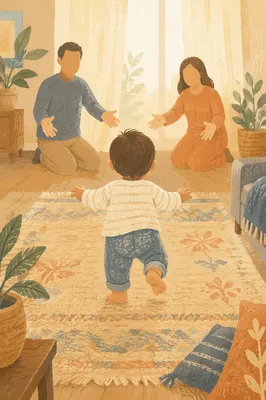 Toddler First Steps Toward Waiting Parents