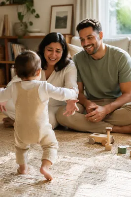 Toddler Taking First Steps at Home