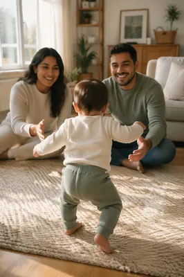 Toddler Taking First Steps at Home