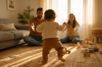 Toddler First Steps in Warm Family Home