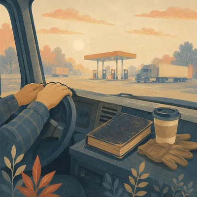 Truck Driver Bible at Dawn Rest Stop