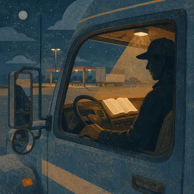 Truck Driver Prayer Moment at Rest Stop