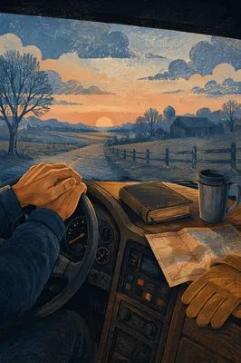 Bible on Truck Dashboard at Dawn