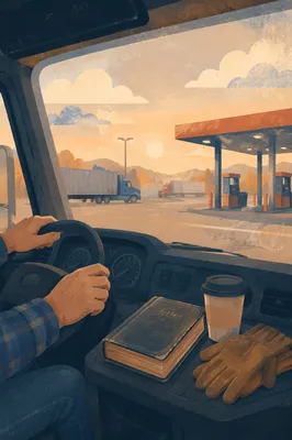 Truck Driver Bible at Dawn Rest Stop
