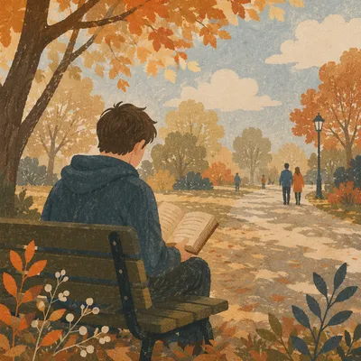 Young Adult Reading Bible on Park Bench
