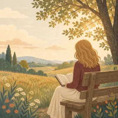 Young Adult Reading Bible on Park Bench