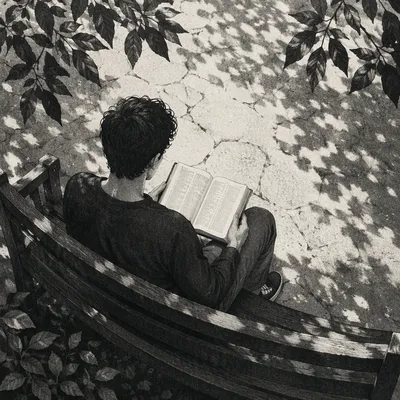 Young Adult Reading Bible on Park Bench