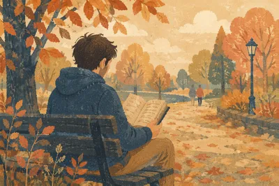Young Adult Reading Bible on Park Bench