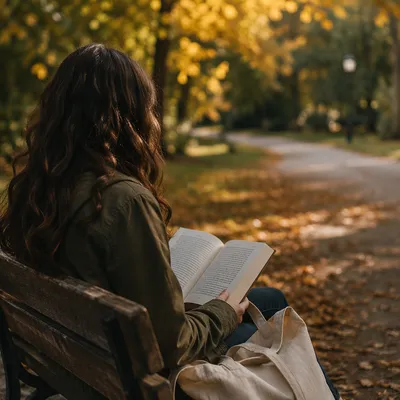 Young Adult Reading Bible on Park Bench