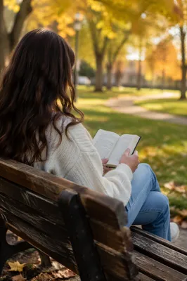 Young Adult Reading Bible on Park Bench