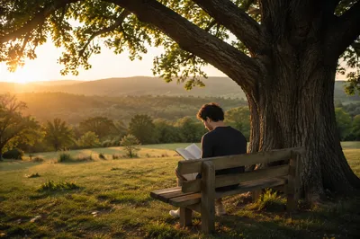 Young Adult Reading Bible in Park