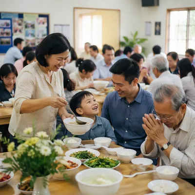 Vietnamese Family Fellowship Meal in Church Hall