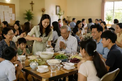 Vietnamese Family Fellowship Meal in Parish Hall