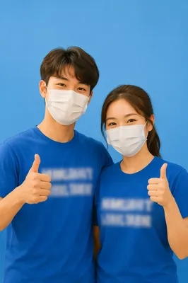 Volunteer Team in Matching Blue Shirts