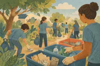 Volunteer Team Cleanup in Morning Park