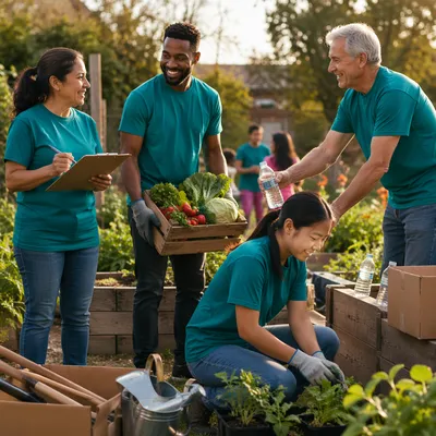 Volunteer Team in Sunny Community Garden