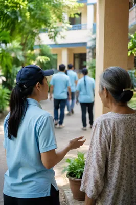 Volunteer Team in Matching Shirts Outdoors