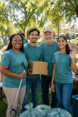 Community Volunteers in Sunny Neighborhood Park