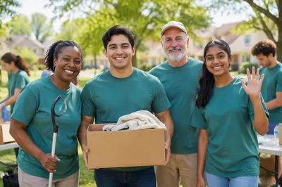 Community Volunteers in Sunny Neighborhood Park