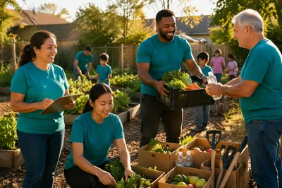 Volunteer Team in Community Garden
